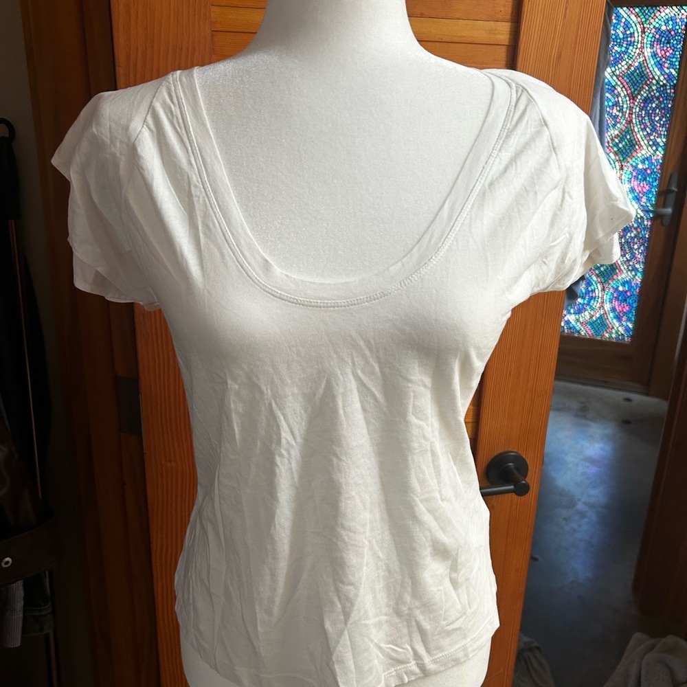 Maeve White Fitted Short Sleeve Tee